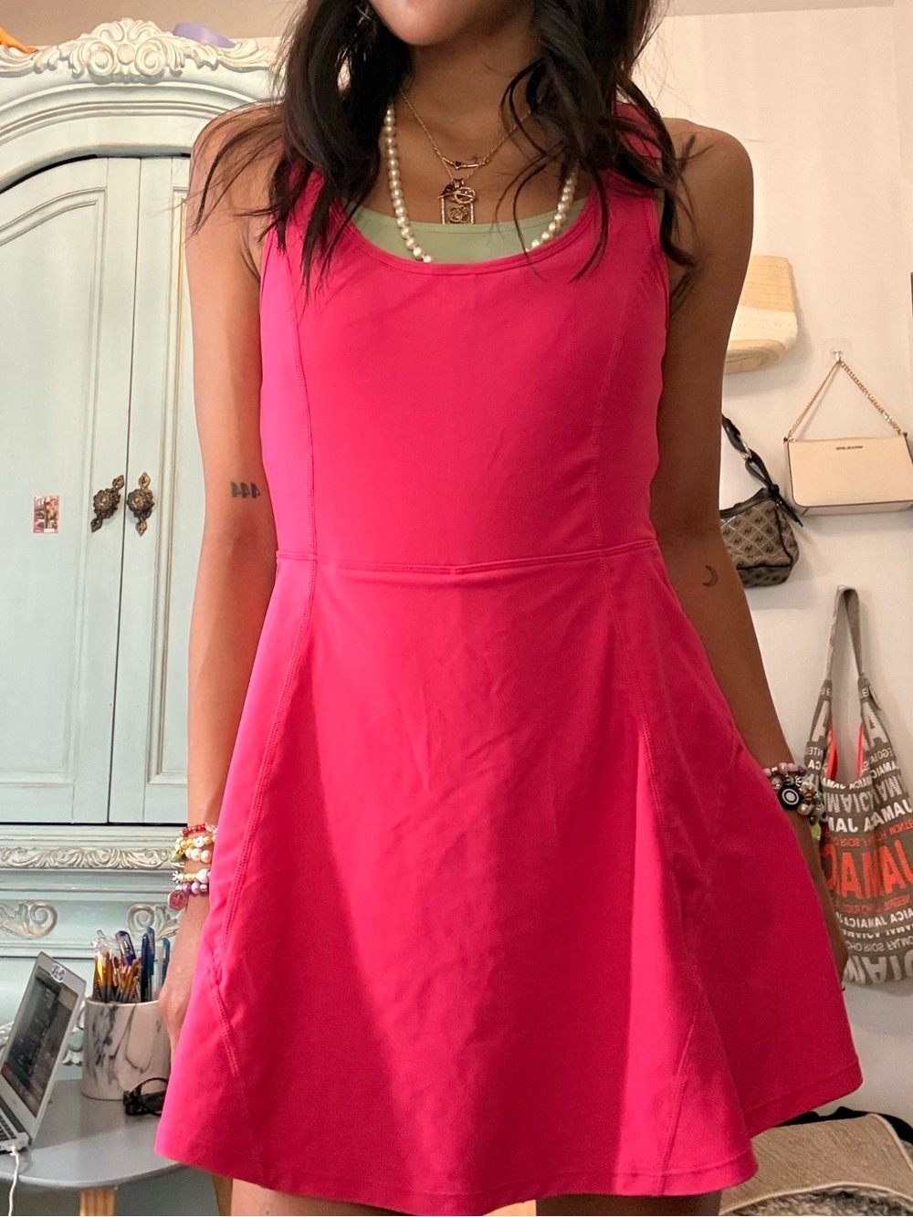 Women's Hot Pink Workout Tank Dress